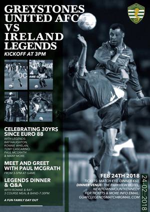 Greystones United AFC v Ireland Legends