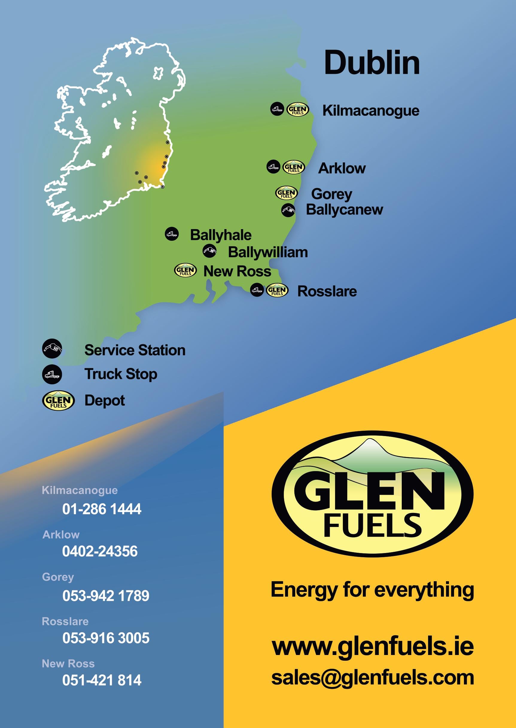 glen fuels truck stop map network 
